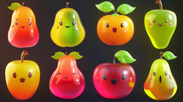 Asset of glossy fruit icon for mobile game or slot game isolation, Illustration