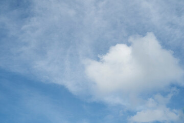 Cumulus clouds in the blue sky.