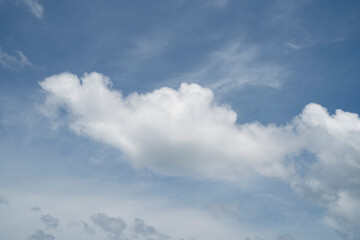 Cumulus clouds in the blue sky.