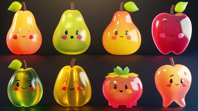 Asset of glossy fruit icon for mobile game or slot game isolation, Illustration