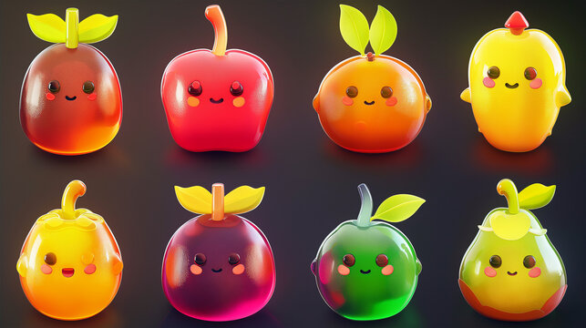 Asset of glossy fruit icon for mobile game or slot game isolation, Illustration