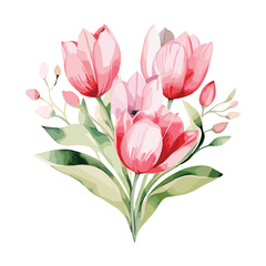 Fototapeta premium Heart shape flroal vector, watercolor floral love shape. Watercolor love shape floral butterfly vector, heart shape butterfly with floral design 