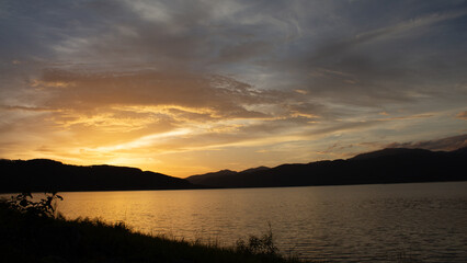 sunset over the river