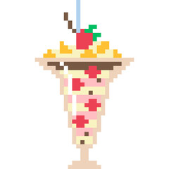 Obraz premium ice cream cartoon icon in pixel style