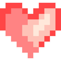 Heart cartoon icon in pixel style