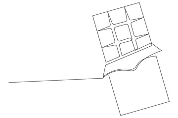 Continuous one line drawing of chocolate bar, Sweet candy set hand drawn vector illustration
