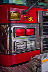 Close-up of Fire Truck Front with Lights