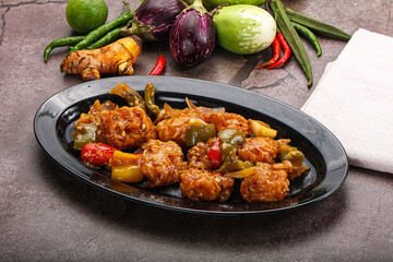 Chinese cuisine - prawn with chili sauce