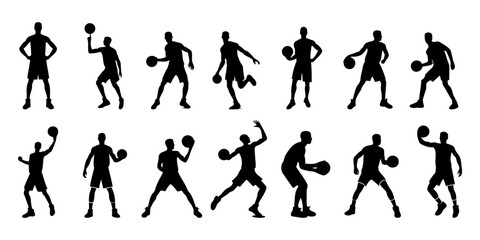 Set of basketball player silhouette