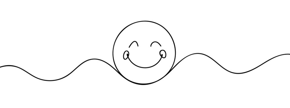 recommend clip art: One continuous line art smiling face isolated vector illustration on white background