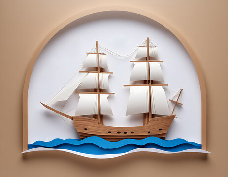 World Maritim Day 2024. Paper Art Work of Ship and Ocean