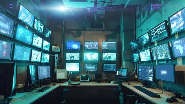 CCTV Monitors Control Room Monitoring Cameras. CCTV cameras