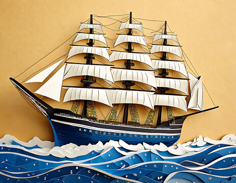 World Maritim Day 2024. Paper Art Work of Ship and Ocean