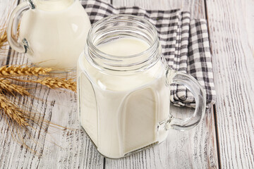 Organic milk in the glass