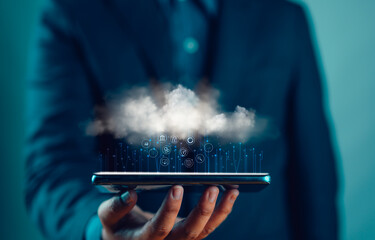 technology cloud data storage, backup service on the internet network. concept of solution big...