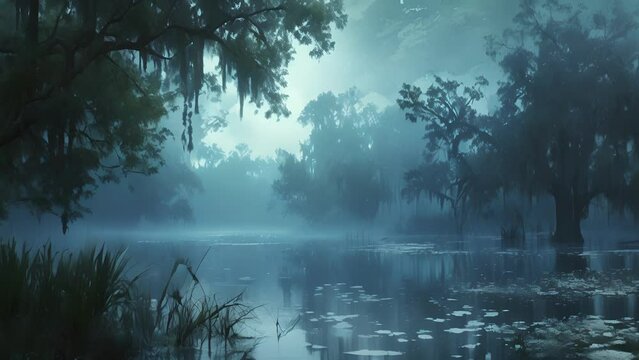 It is said that the fog that blankets the swamp is actually the breath of an ancient deity watching over the land.