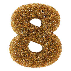 Gold Glitter 3D Number 8
