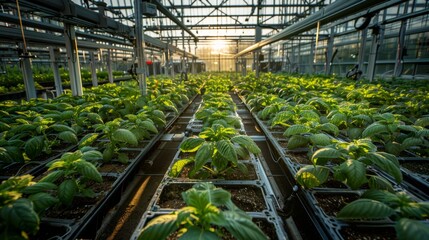 Technologically Advanced Greenhouse Complex with Automated Systems for Temperature, Light, and Humidity Control