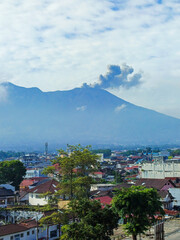 view of mount marapi erupts