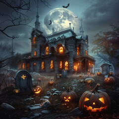 gothic mansion scary scene for halloween