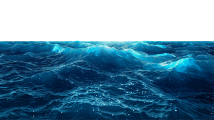 Bioluminescent Deep Ocean Scene Isolated on Transparent or White Background, PNG