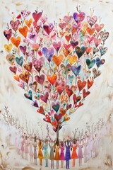Fototapeta premium Heartshaped arrangement of sisterly interactions, forming a loving pattern of unity.