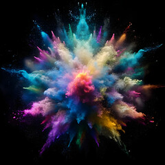 Fototapeta premium explosion of colourful dry powder splatted background