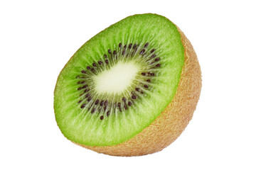 a cross section of ripe kiwi isolated transparent