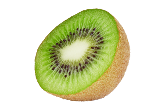 a cross section of ripe kiwi isolated transparent