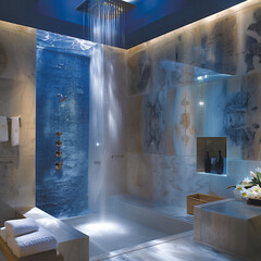 Deluxe Spa Bathroom with High-Efficiency Rain Shower System