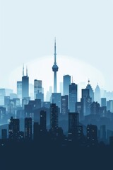 Silhouette of city landmarks on a modern, minimalist background.