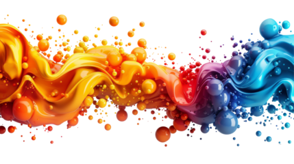 Abstract 3D Colorful Composition Isolated on Transparent or White Background, PNG