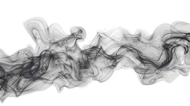 Dynamic Swirling Smoke Isolated on Transparent or White Background, PNG