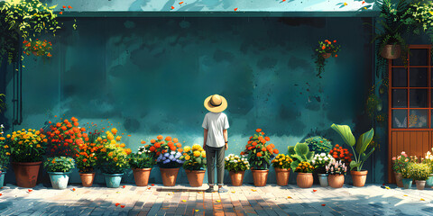 summer background  acrylic painting style