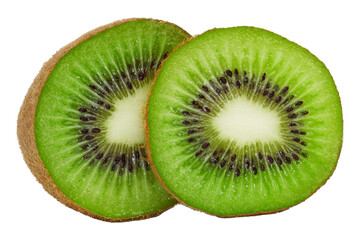 Fototapeta premium two slices of delicious kiwi isolated transparent
