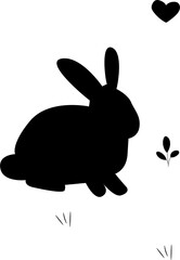 Rabbit shadow Isolated cute on black white scene vector illustrationfor t-shirt, slogan design print graphics style