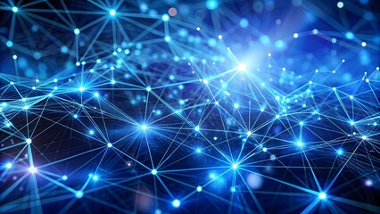 Fototapeta premium Technology concept Abstract and futuristic blue dots and lines connected together