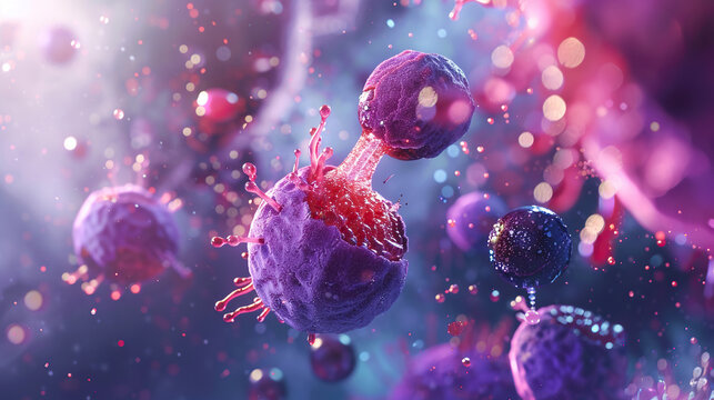 Human Cell with lysosomes breaking down waste