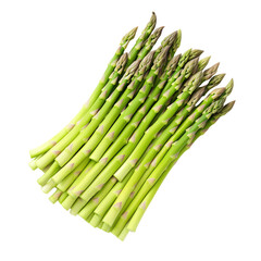 Fresh green asparagus spears arranged in a bunch, isolated on a white background. Perfect for health-focused culinary projects and food photography.