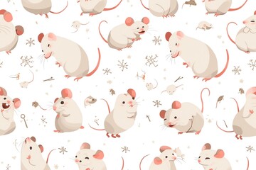 Cute mice seamless pattern