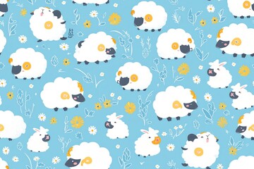 Cute sheep seamless pattern