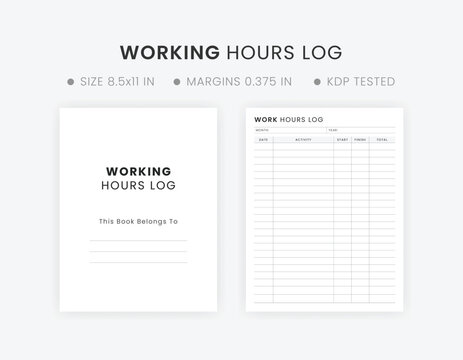 Working Hours Log Sheet Printable, Work Time Tracker Template, Minimalist Activity Tracker, Time Spent, Task Tracker
