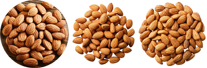 Fototapeta premium Almond Nuts Circle: Highlighting Healthy Fats Isolated on Transparent or White Background, PNG