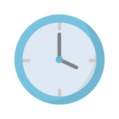 Blue clock icon vector image, flat design illustration