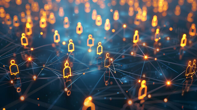 Professional social network concept, connections between people