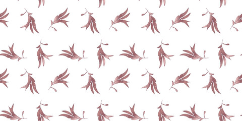 Minimalistic botanical vector seamless pattern with branches and leaves for women's or children's textiles, wrapping paper, wallpaper or covers.