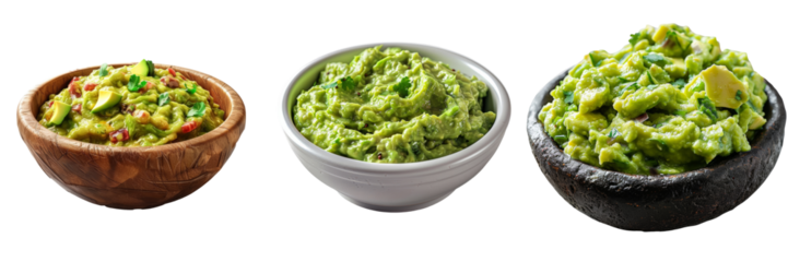Freshly Made Guacamole Set Isolated on Transparent or White Background, PNG