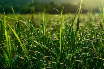 Obraz premium Photo of close up sugar cane fields