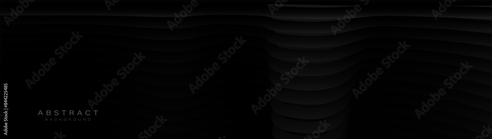 Aufkleber Abstract background with dark geometric wavy lines. Modern minimal trendy lines pattern horizontal. Vector illustration