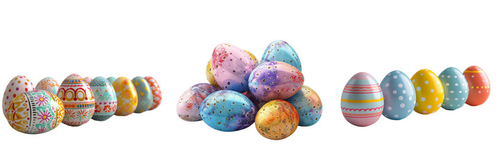 Colorful Easter Eggs: Ready for the Holiday Isolated on Transparent or White Background, PNG